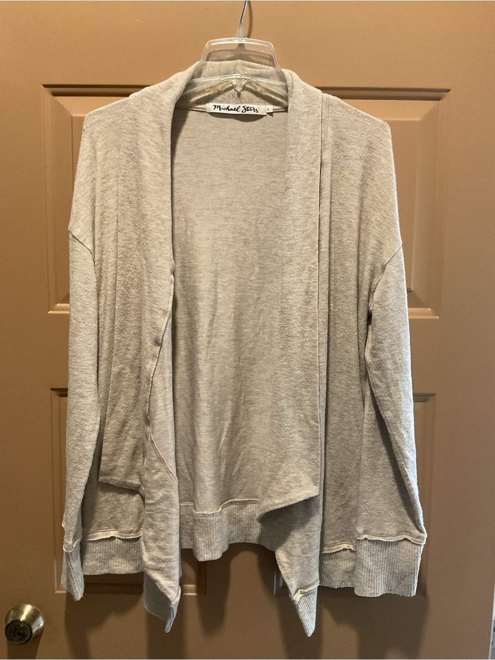 Michael Stars Light Cream Open Front Draped Cardigan